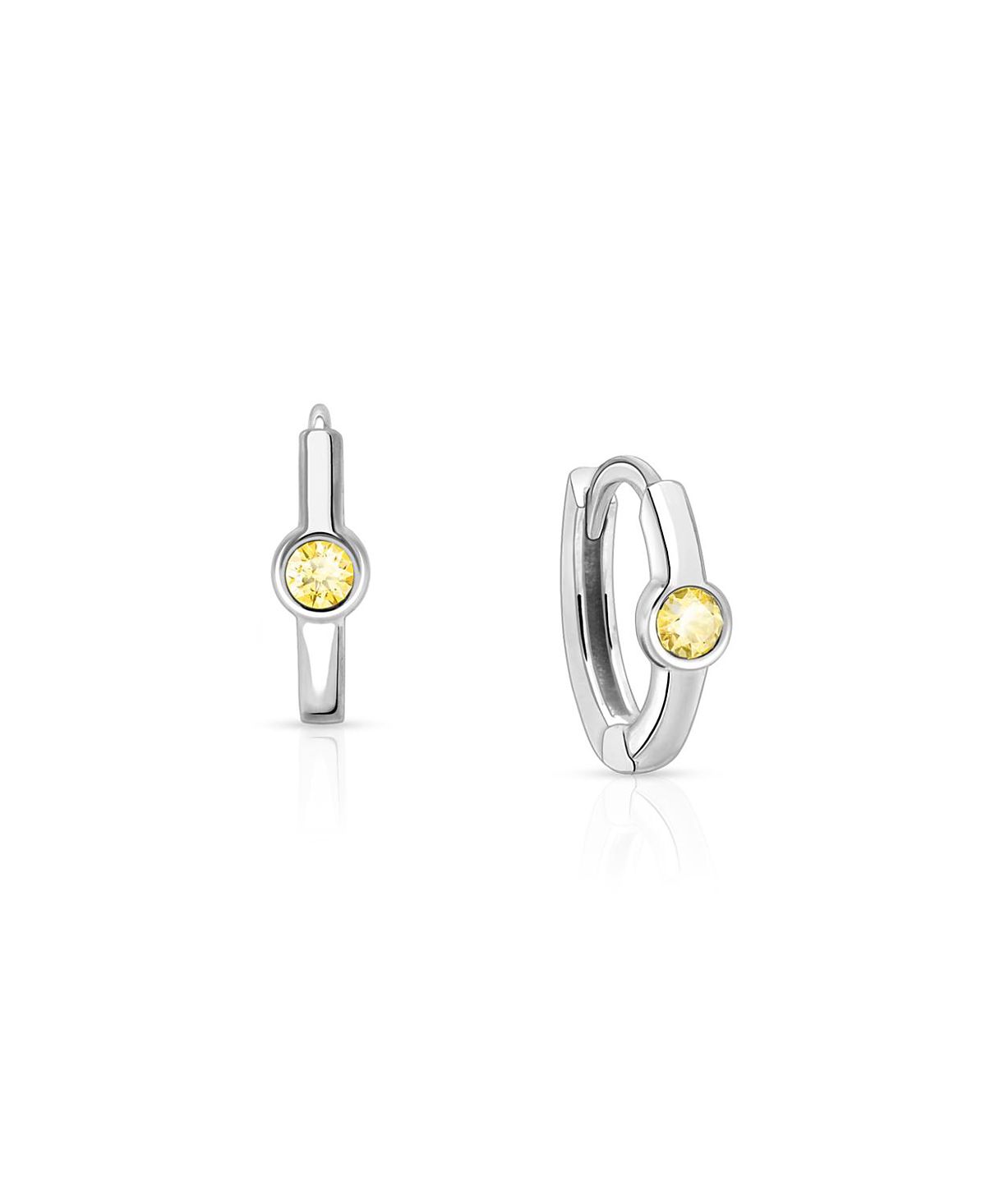 Tiny Blessings Girls' Sterling Silver 9mm Birthstone Huggie Hoops Earrings