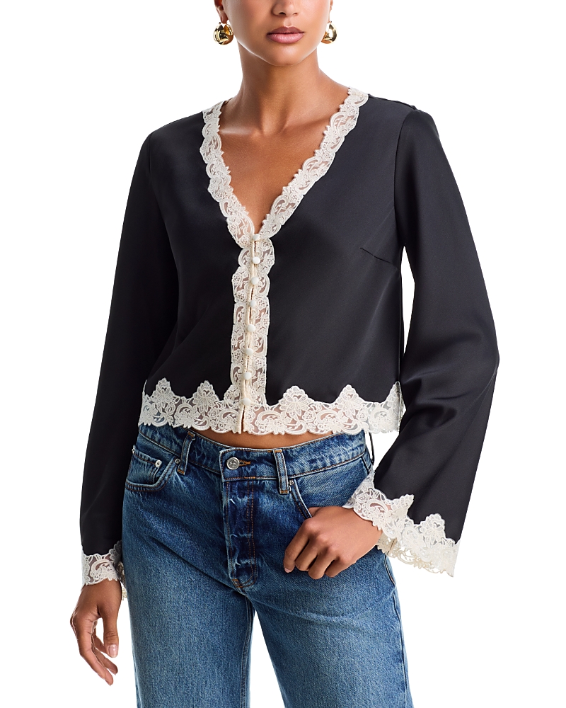 LoveShackFancy Fioretta Lace Trim Top