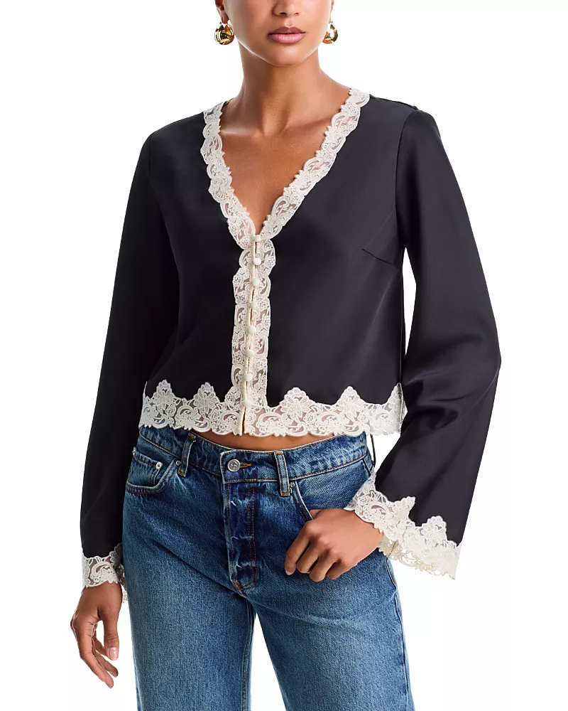 LoveShackFancy Fioretta Lace Trim Top