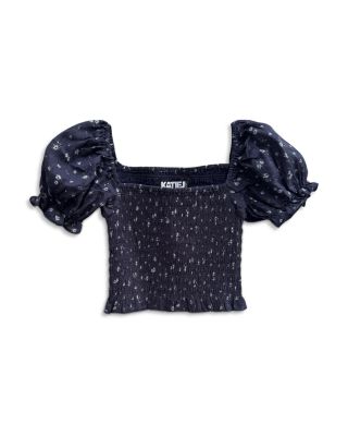 Girls' Marlee Smocked Floral Puff Sleeve Top - Big Kid