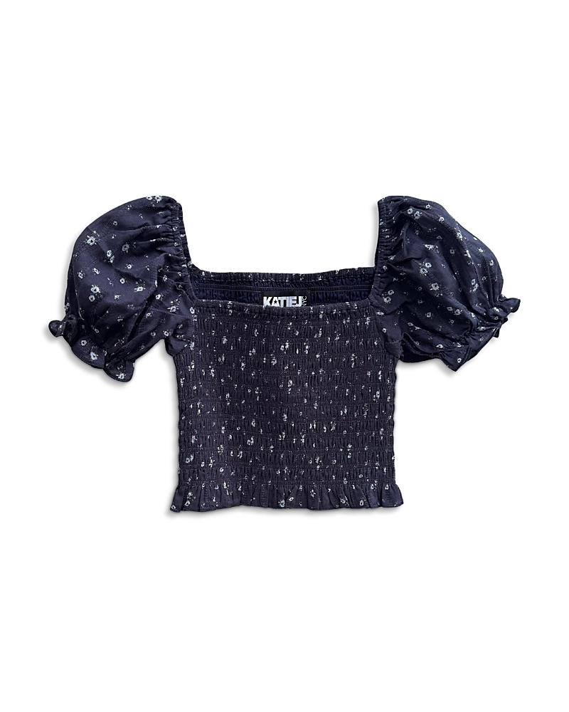 KatieJnyc Girls' Marlee Smocked Floral Puff Sleeve Top - Big Kid