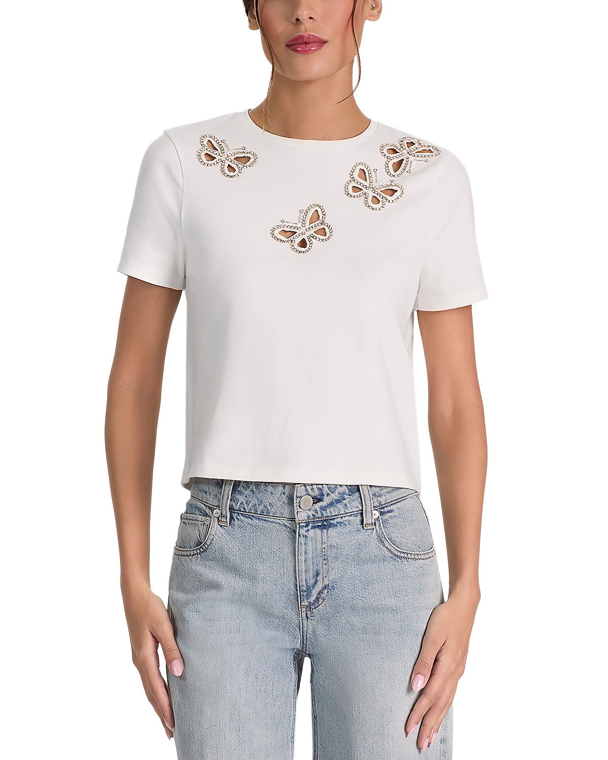 Alice and Olivia Cindy Embellished Cropped Top