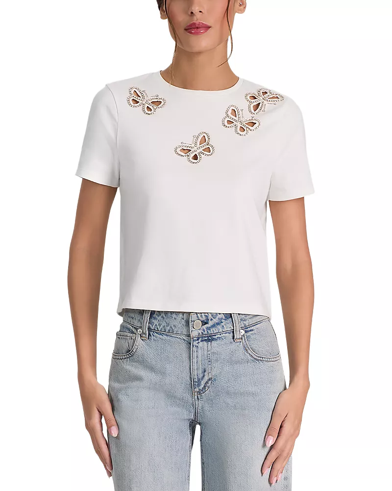 Alice and Olivia Cindy Embellished Cropped Top