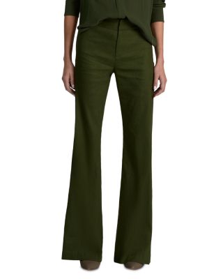 Alice And Olivia Andrew Mid Rise Bootcut Slim Pants In Dark Fern