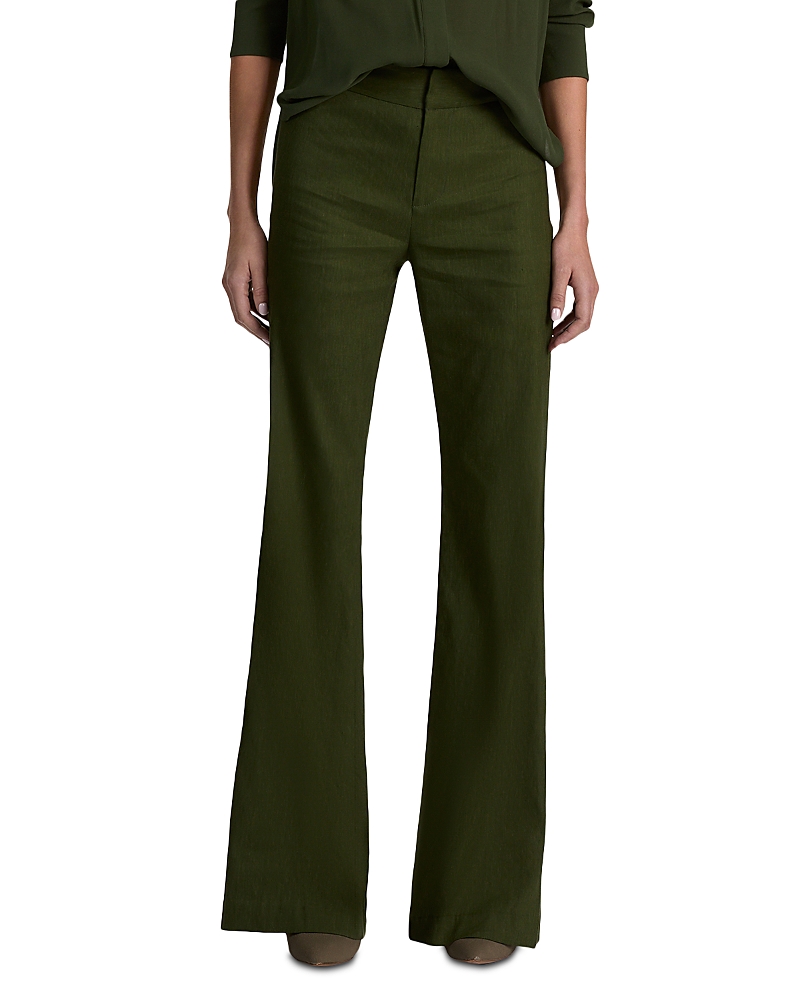 Alice And Olivia Andrew Mid Rise Bootcut Slim Pants In Dark Fern