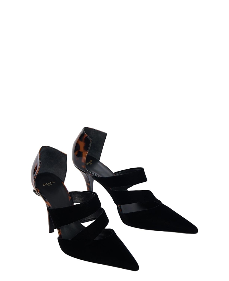 Balmain Women's Velvet and Printed Patent Leather Courts