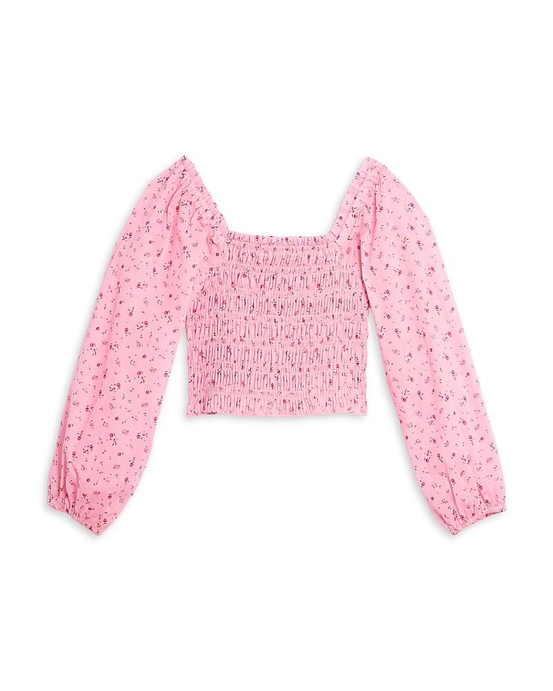 Aqua Girls' Floral Smocked Top, Big Kid - Exclusive