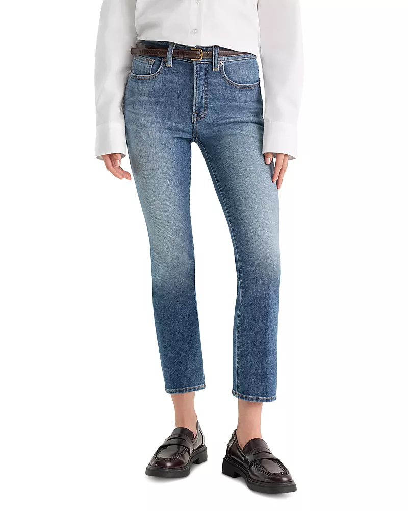 Good American Soft Tech Good Legs Mid Rise Straight Jeans in Indigo1327