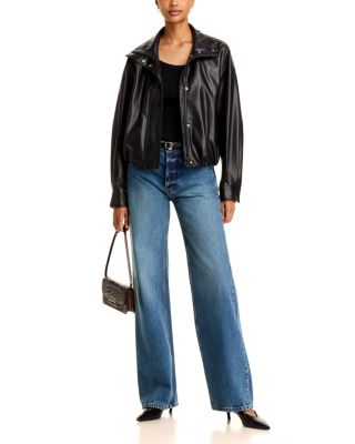 Dessa Faux Leather Funnel Collar Jacket - thumbnail 6