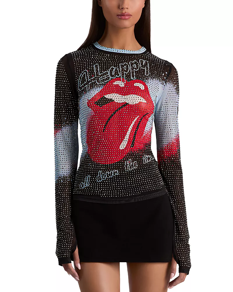 Alice and Olivia Delaina Embellished Crewneck Top