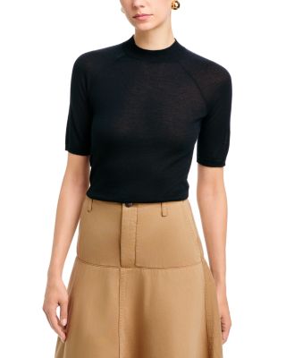 Cashmere Silk Raglan Mock Neck Tee