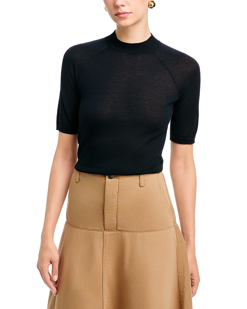 Vince Cashmere Silk Raglan Mock Neck Tee