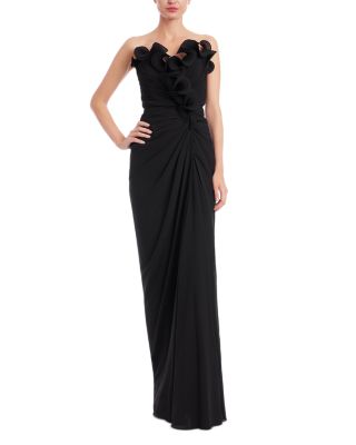 Floral Embellished Velvet Evening Gown