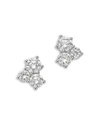 Bloomingdale's Fine Collection Luxe Collection Certified Lab Grown Diamond 3 Stone Cluster Stud Earrings in 14K Gold, 1.5 tcw