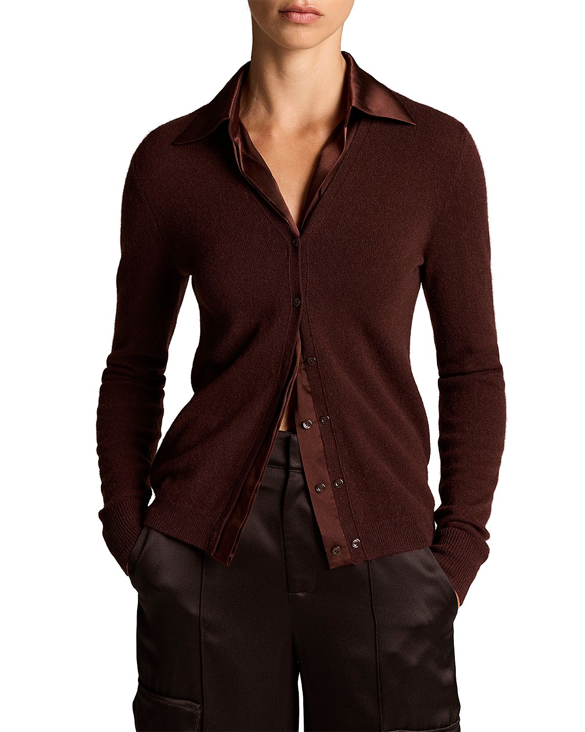 Vince Cashmere Mixed Media Cardigan Sweater