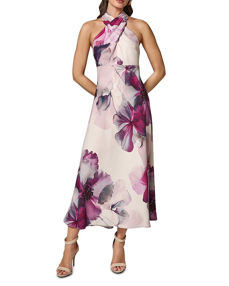 Donna Karan Crossover Neck Midi Dress