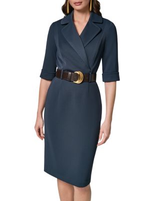 donna karan blue dress NY. V-Neck Midi Length 100% polyester. Donna Karan Women's Blazer Dress