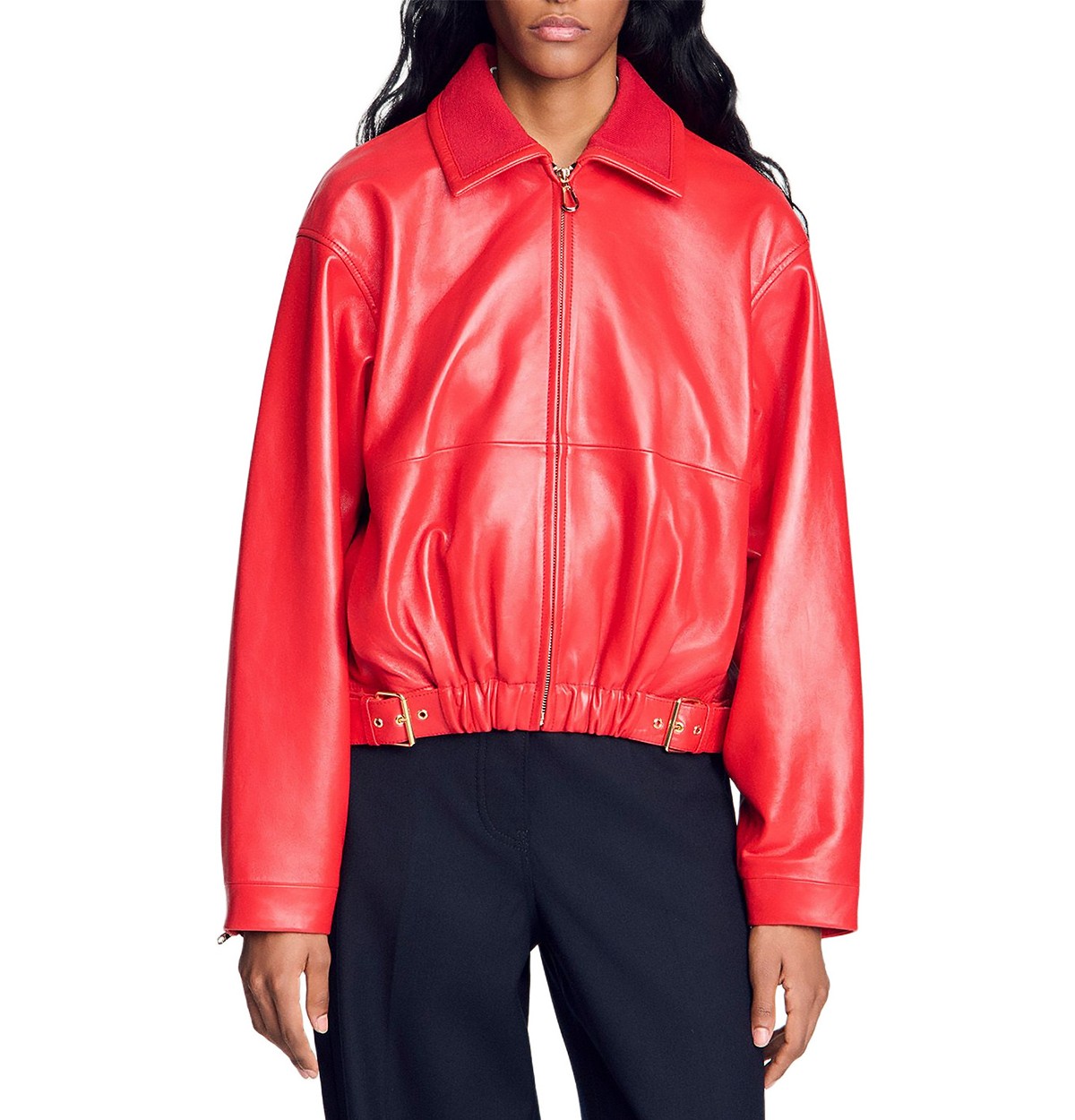 Clemy Zip Front Leather Jacket