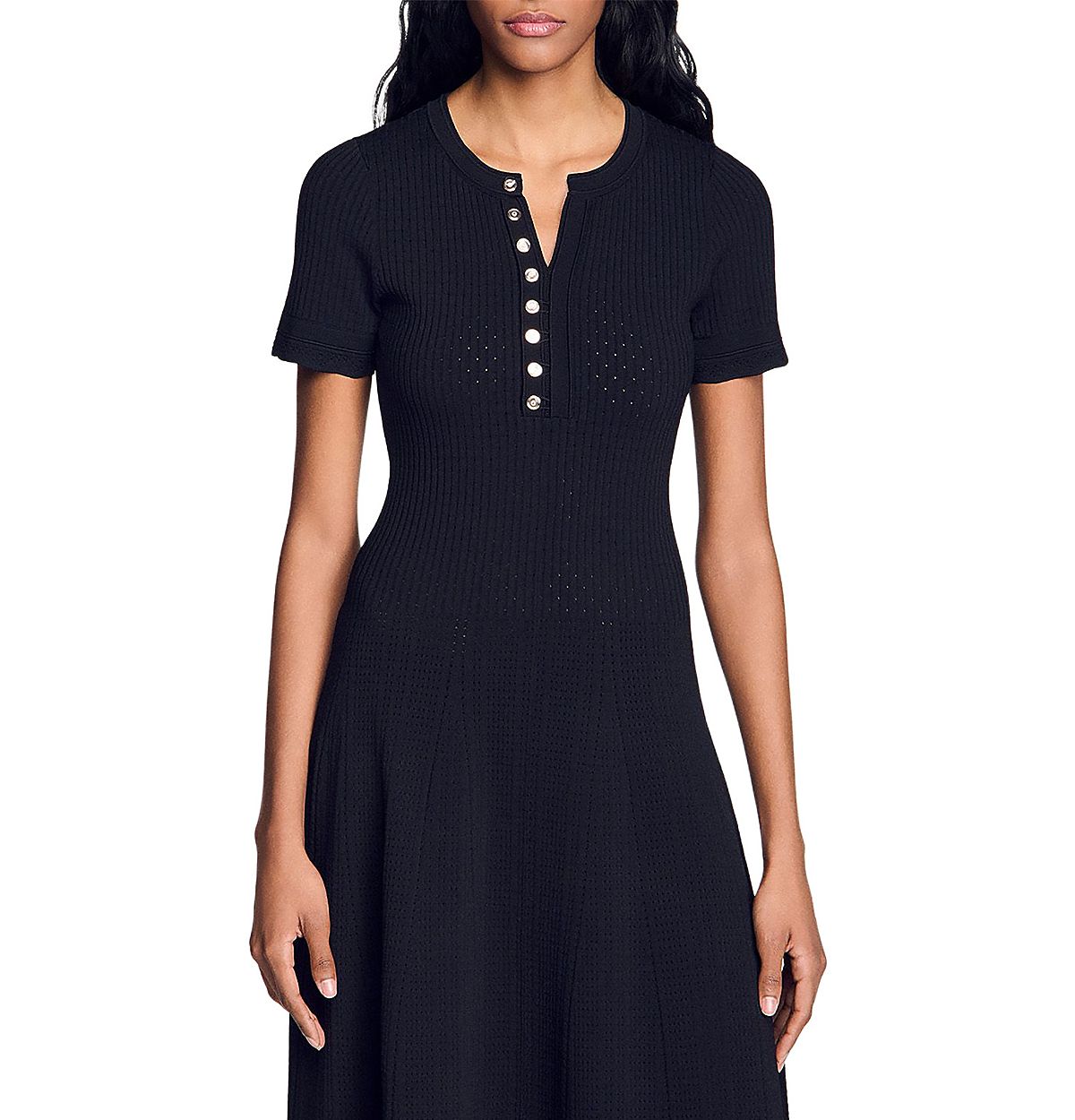 Sandro Milore Ribbed Knit Maxi Dress