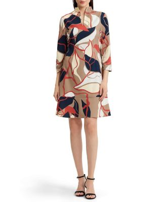 Abstract Floral Printed Stretch Deco Crepe Dress