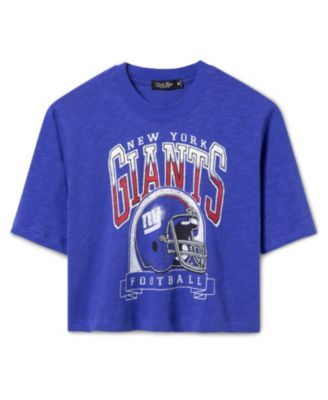  Women's NFL New York Giants Helmet Mock Neck Crop Tee