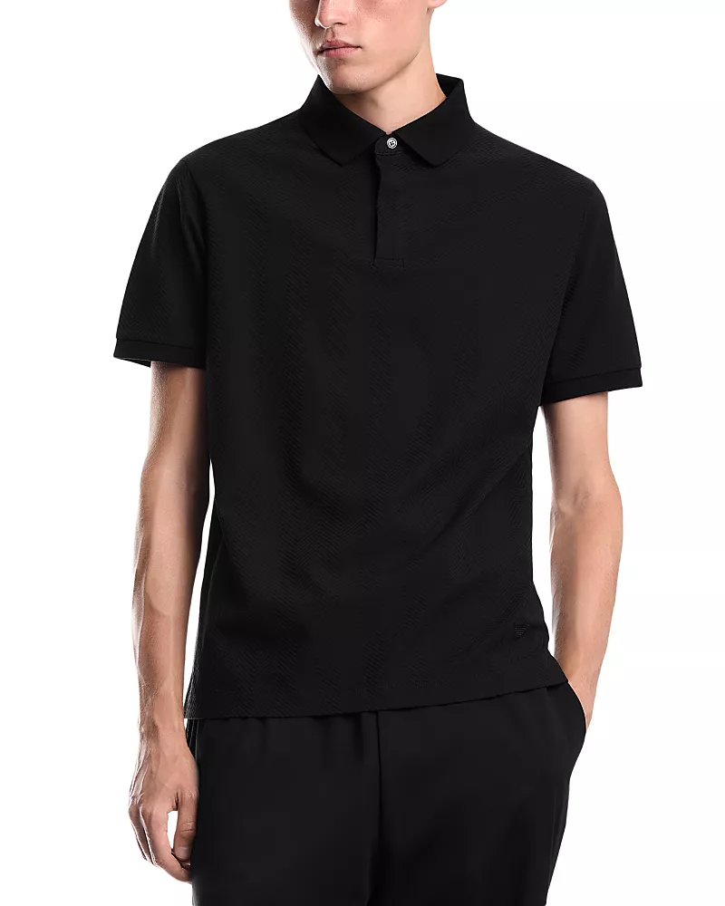 Emporio Armani Cotton Jacquard Jersey Polo Shirt