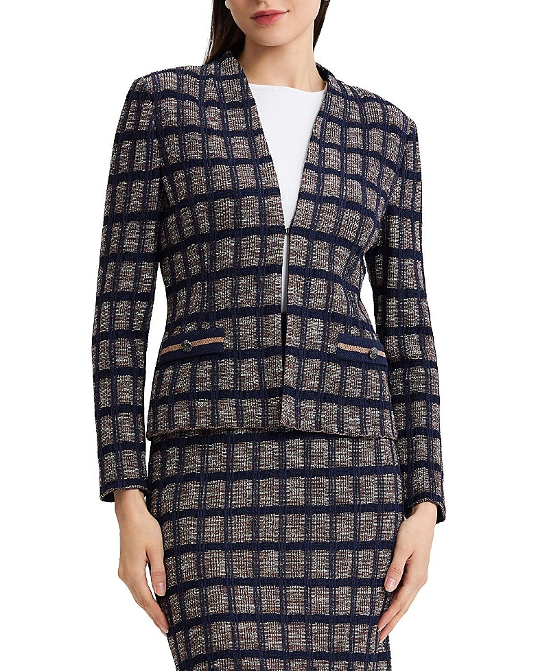 Ming Wang Checkered Knit Jacket