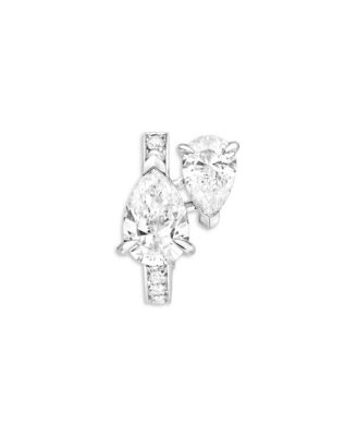 18K White Gold Serti sur Vide Diamond Pear & Round Right Side Earring