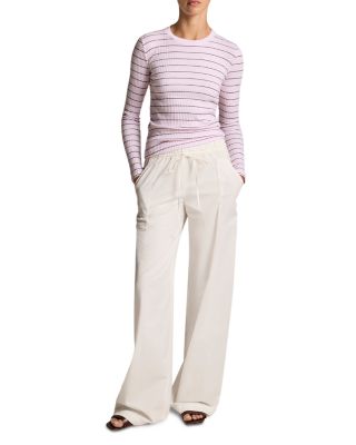 Striped Ribbed Cotton Long Sleeve Tee