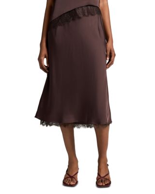 Vince Lace Trim Satin Slip Skirt
