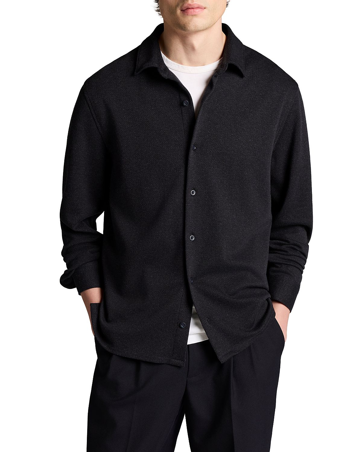 Vince Herringbone Cotton Blend Shirt