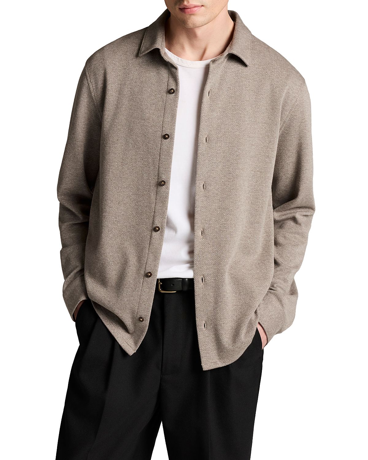 Vince Herringbone Cotton Blend Shirt