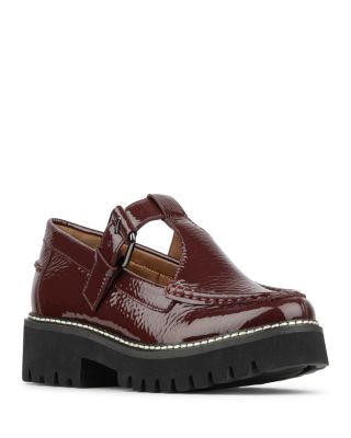 Women's T Strap Leather Suede Loafer Flats