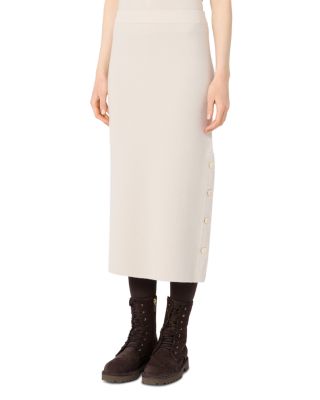 Max Mara Mxmcarbone Wool Cashmere Skirt In Beige