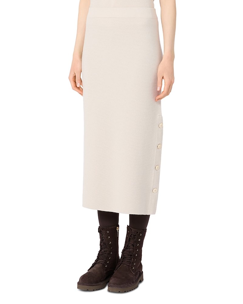 Max Mara Mxmcarbone Wool Cashmere Skirt In Beige