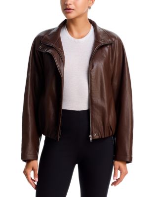 Faux Leather Bomber Jacket - Exclusive