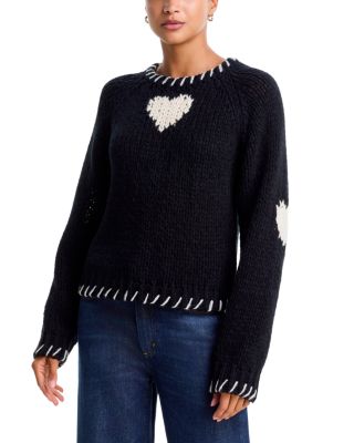 Whipstitched Heart Trim Crewneck Sweater - Exclusive