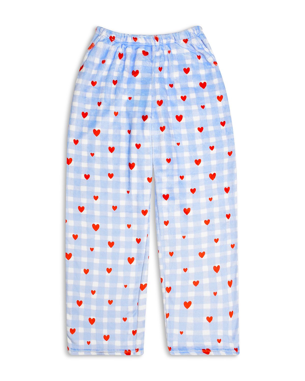 Iscream Girls' Gingham Hearts Printed Plush Pants - Little Kid, Big Kid