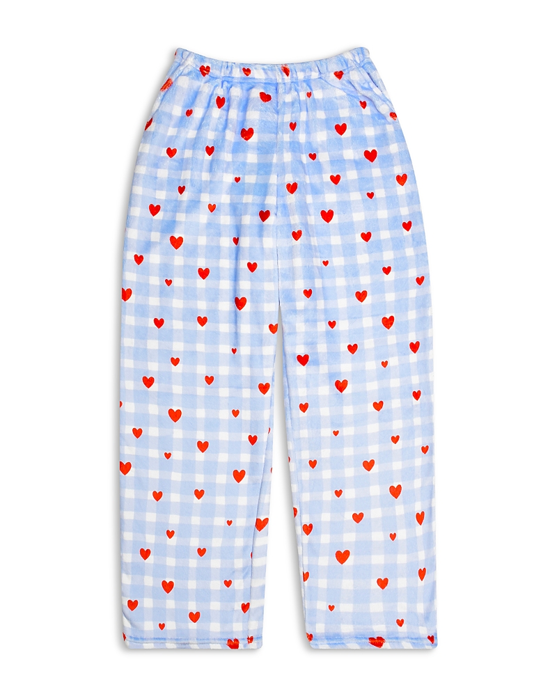 Iscream Girls' Gingham Hearts Printed Plush Pants - Little Kid, Big Kid
