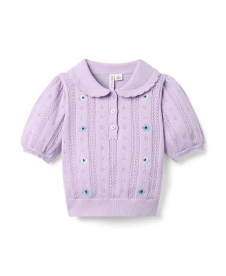 Girls' Embroidered Pointelle Sweater Top - Baby, Little Kid, Big Kid
