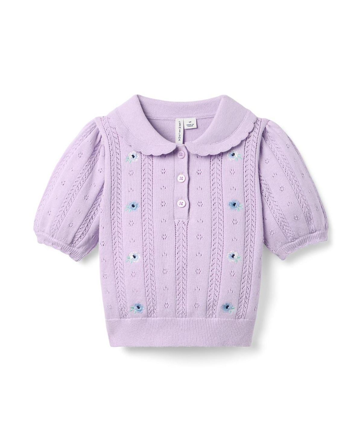 Janie and Jack Girls' Embroidered Pointelle Sweater Top - Baby, Little Kid, Big Kid