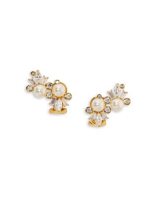 Cubic Zirconia & Imitation Pearl Under the Sea Ear Climbers