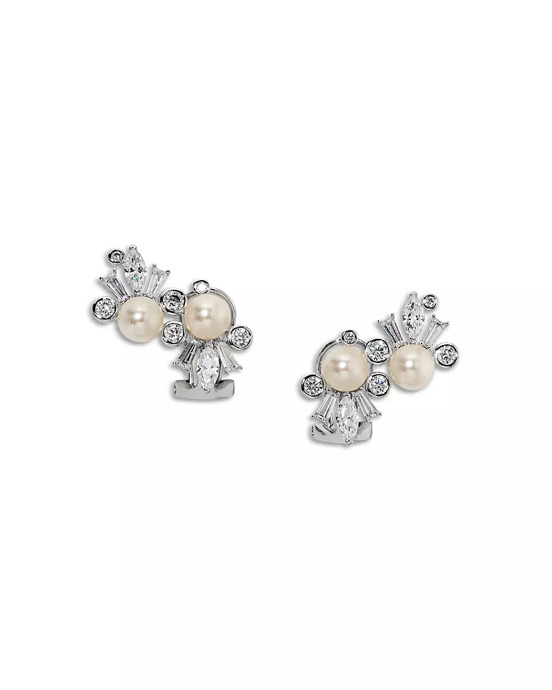 Nadri Cubic Zirconia & Imitation Pearl Under the Sea Ear Climbers