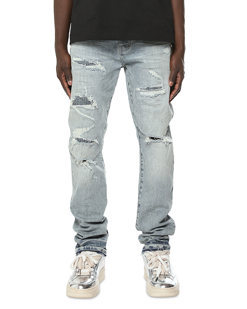 Purple Brand Vintage Slim Straight Ripped 33 Jeans in Light Indigo