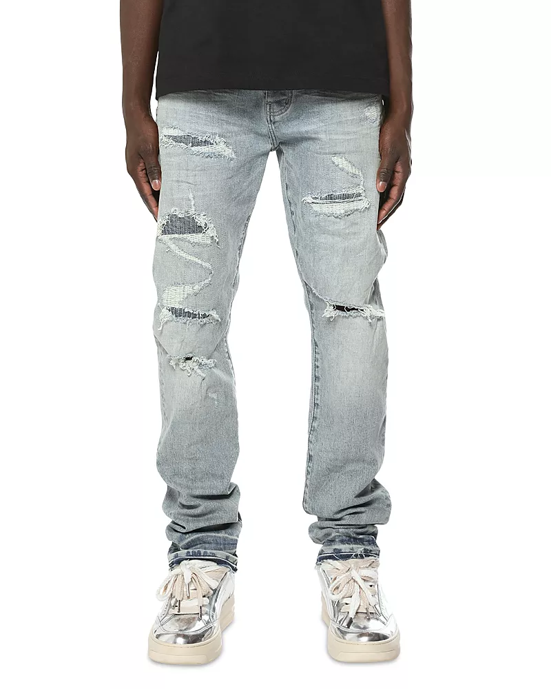 Purple Brand Vintage Slim Straight Ripped 33 Jeans in Light Indigo