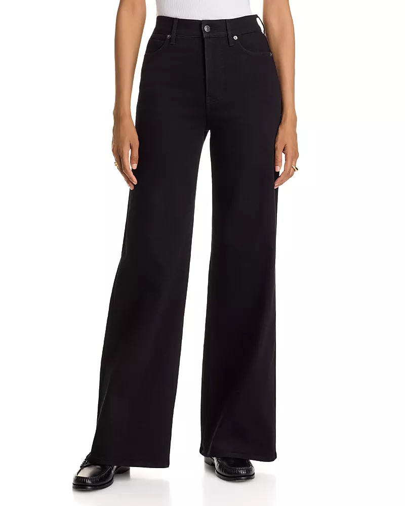 Veronica Beard Taylor High Rise Wide Jeans in Onyx