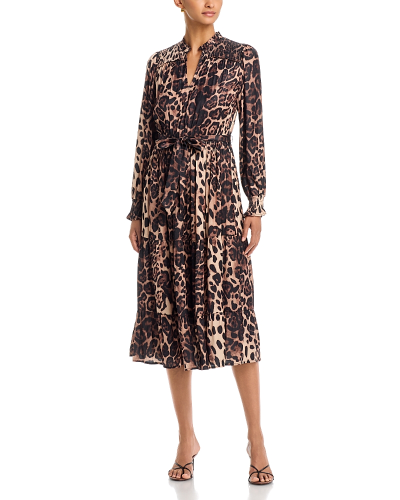 T Tahari Split Neck Belted Dress
