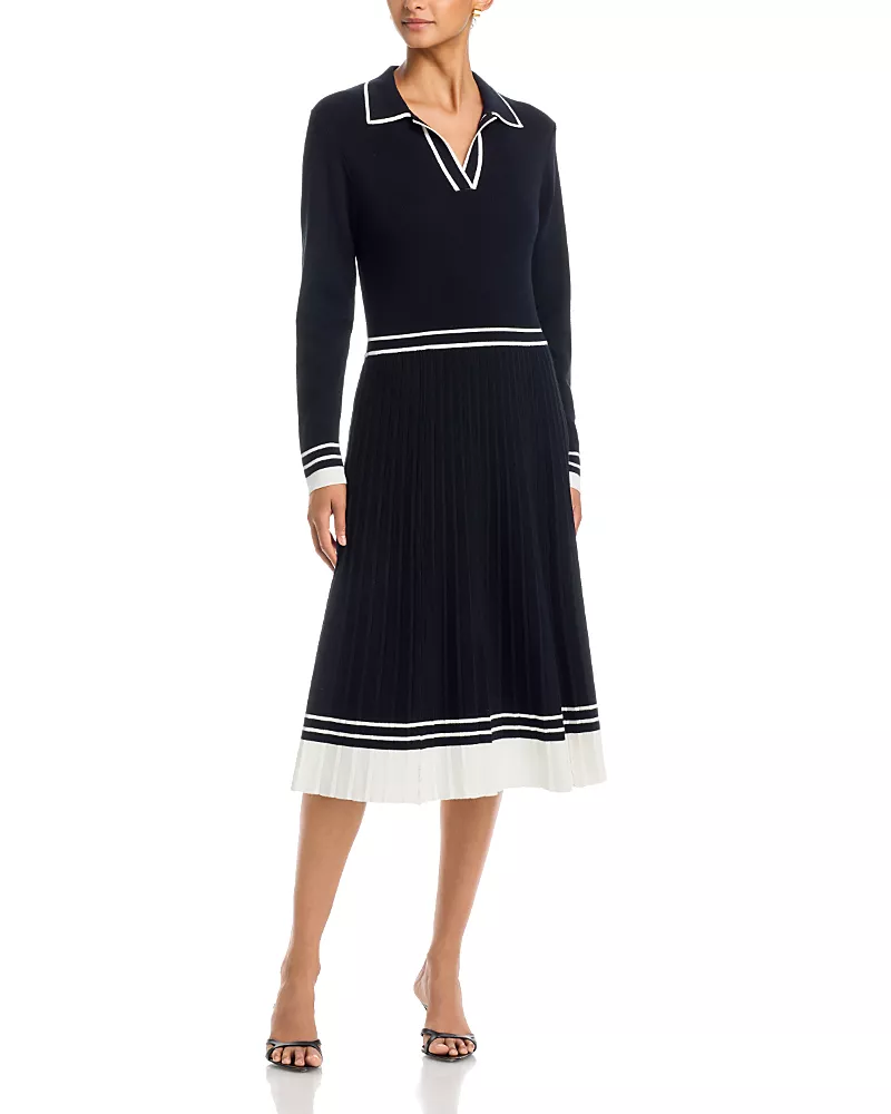 T Tahari Color Blocked Polo Midi Dress