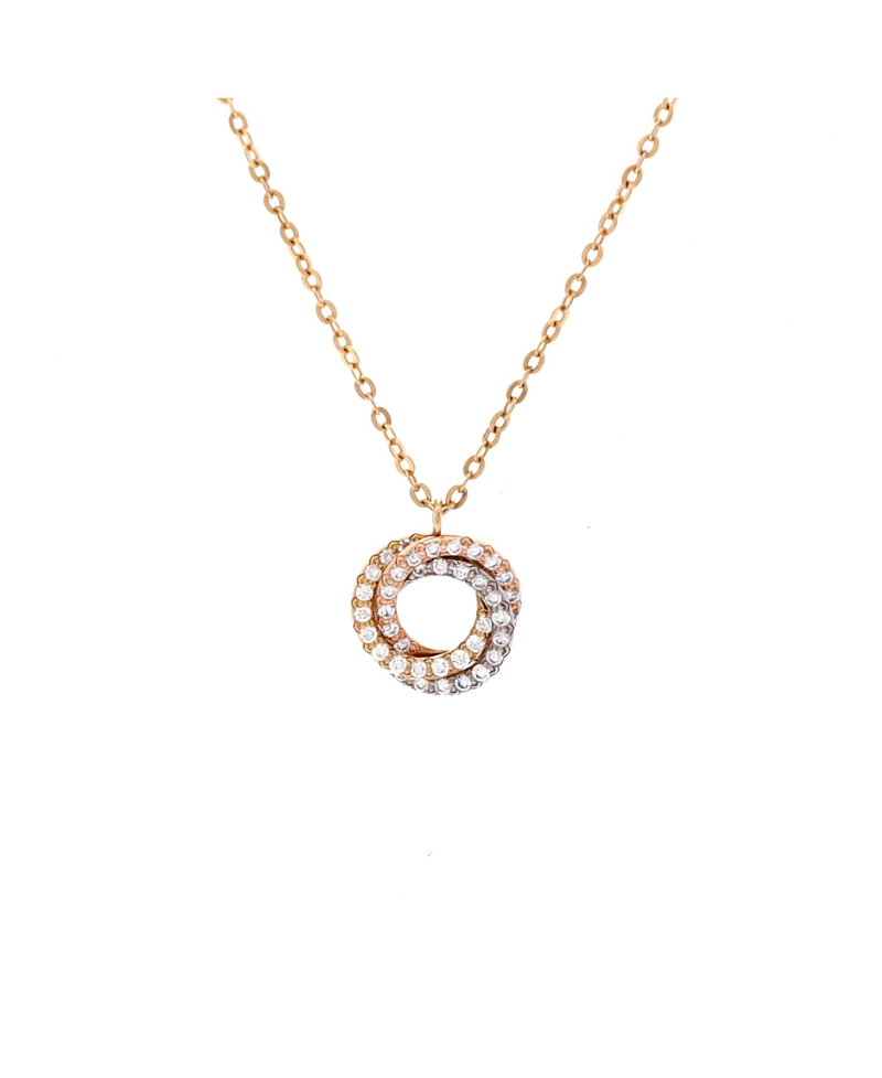 Pre-Owned Cartier Trinity Choker Necklace 18K Tricolor Gold with Pave Diamonds, 15.75