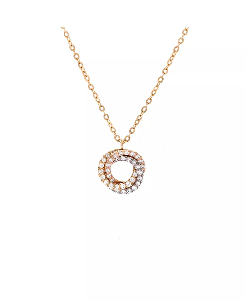 Pre-Owned Cartier Trinity Choker Necklace 18K Tricolor Gold with Pave Diamonds, 15.75